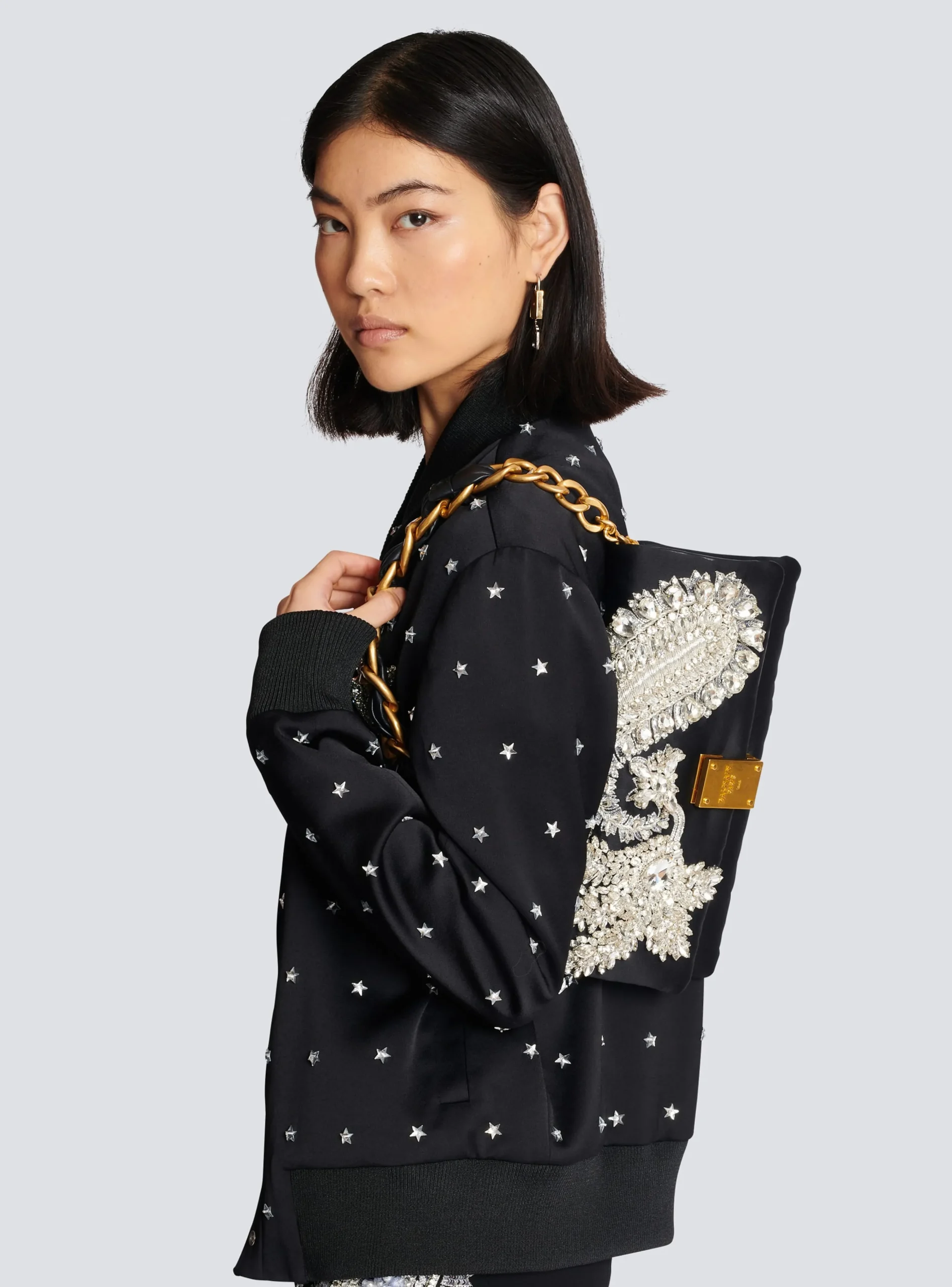 1945 Soft Embroidered Satin Clutch-Balmain Clearance