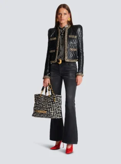 1945 Soft Monogrammed Jacquard Tote Bag-Balmain Shop