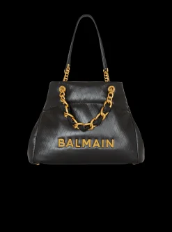 1945 Soft Tote Bag In Embossed Calfskin With A Grid Motif-Balmain Best