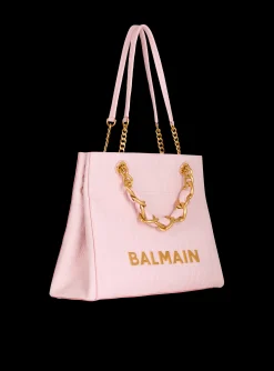 1945 Soft Tote Bag In Embossed Grained Calfskin With A PB Labyrinth Monogram-Balmain Fashion