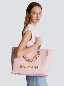 1945 Soft Tote Bag In Embossed Grained Calfskin With A PB Labyrinth Monogram-Balmain Fashion