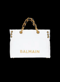 1945 Soft Tote Bag In Embossed Calfskin With A Grid Motif-Balmain Best Sale