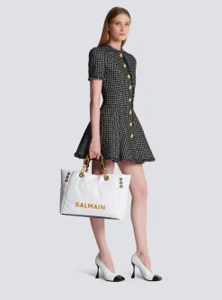 1945 Soft Tote Bag In Embossed Calfskin With A Grid Motif-Balmain Best Sale