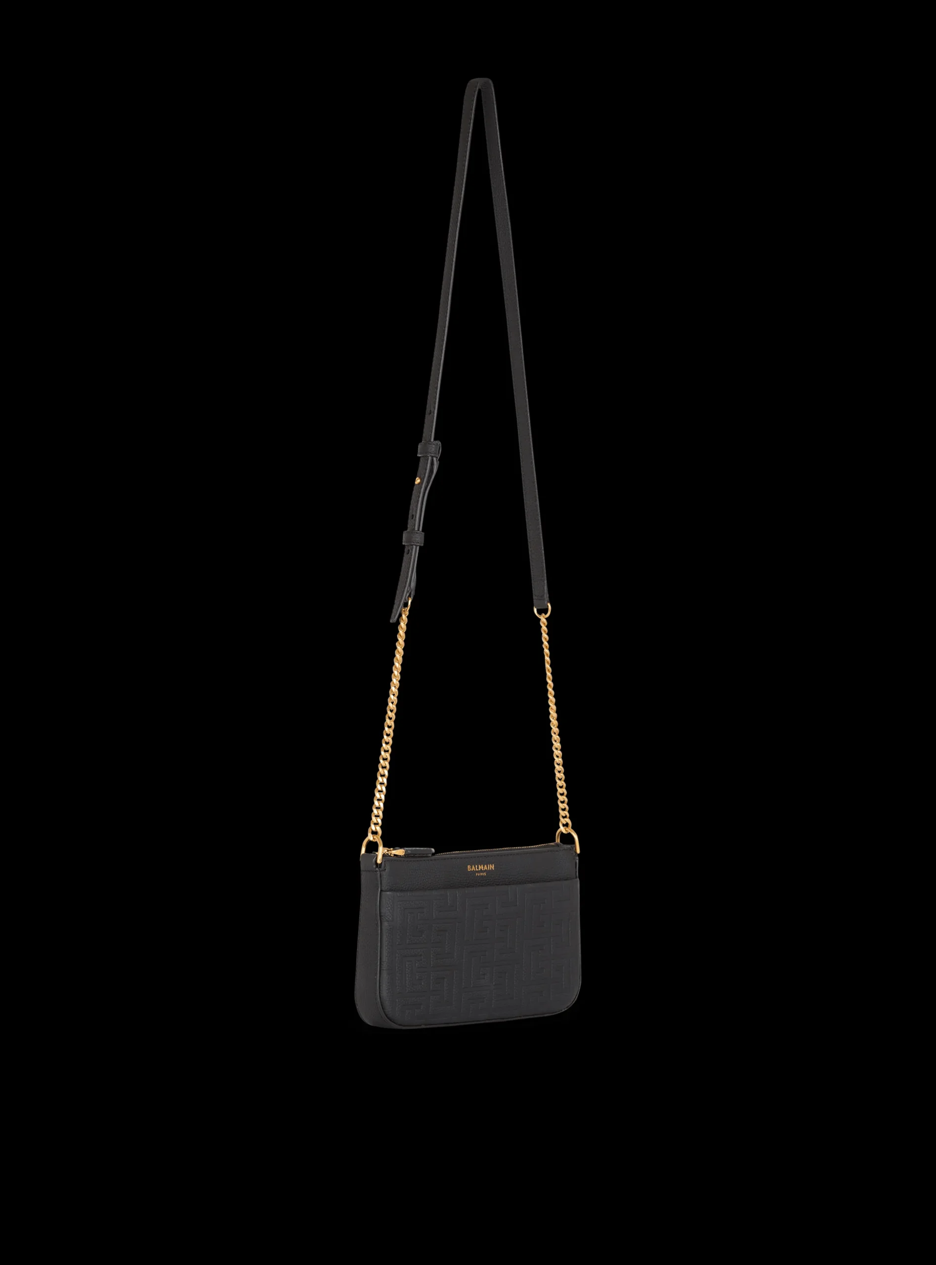 1945 Soft Zipped Mini Bag In Embossed Grained Calfskin With A PB Labyrinth Monogram-Balmain Cheap