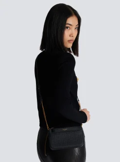 1945 Soft Zipped Mini Bag In Embossed Grained Calfskin With A PB Labyrinth Monogram-Balmain Cheap