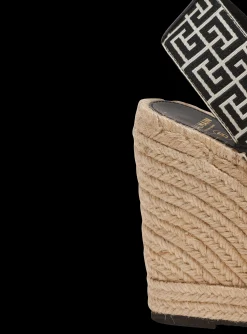 Alex Monogram Jacquard And Leather Espadrilles-Balmain Discount