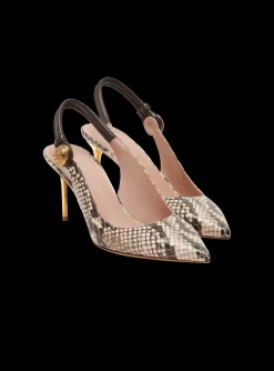 Alma Snakeskin-effect Leather Slingbacks-Balmain Outlet