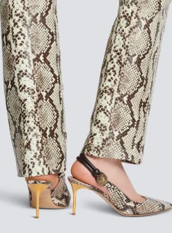 Alma Snakeskin-effect Leather Slingbacks-Balmain Outlet