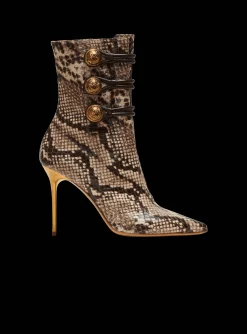 Alma Snakeskin-effect Leather Ankle Boots-Balmain Shop