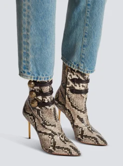 Alma Snakeskin-effect Leather Ankle Boots-Balmain Shop