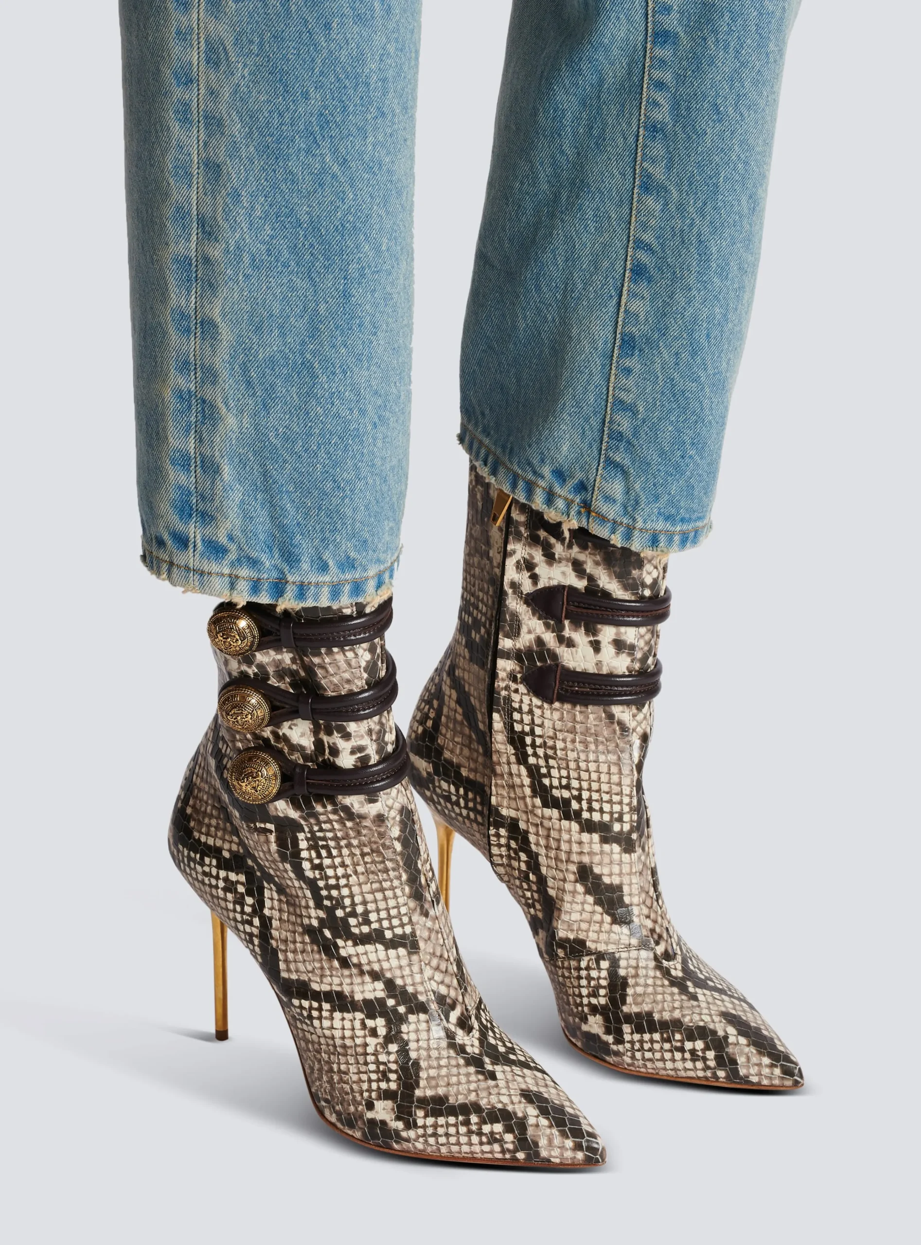 Alma Snakeskin-effect Leather Ankle Boots-Balmain Shop