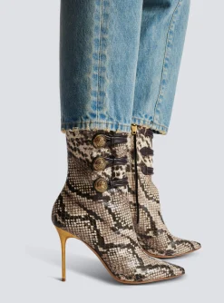 Alma Snakeskin-effect Leather Ankle Boots-Balmain Shop