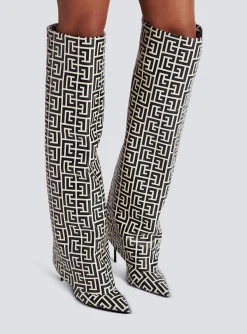 Ariel Monogrammed Leather Boots-Balmain Clearance