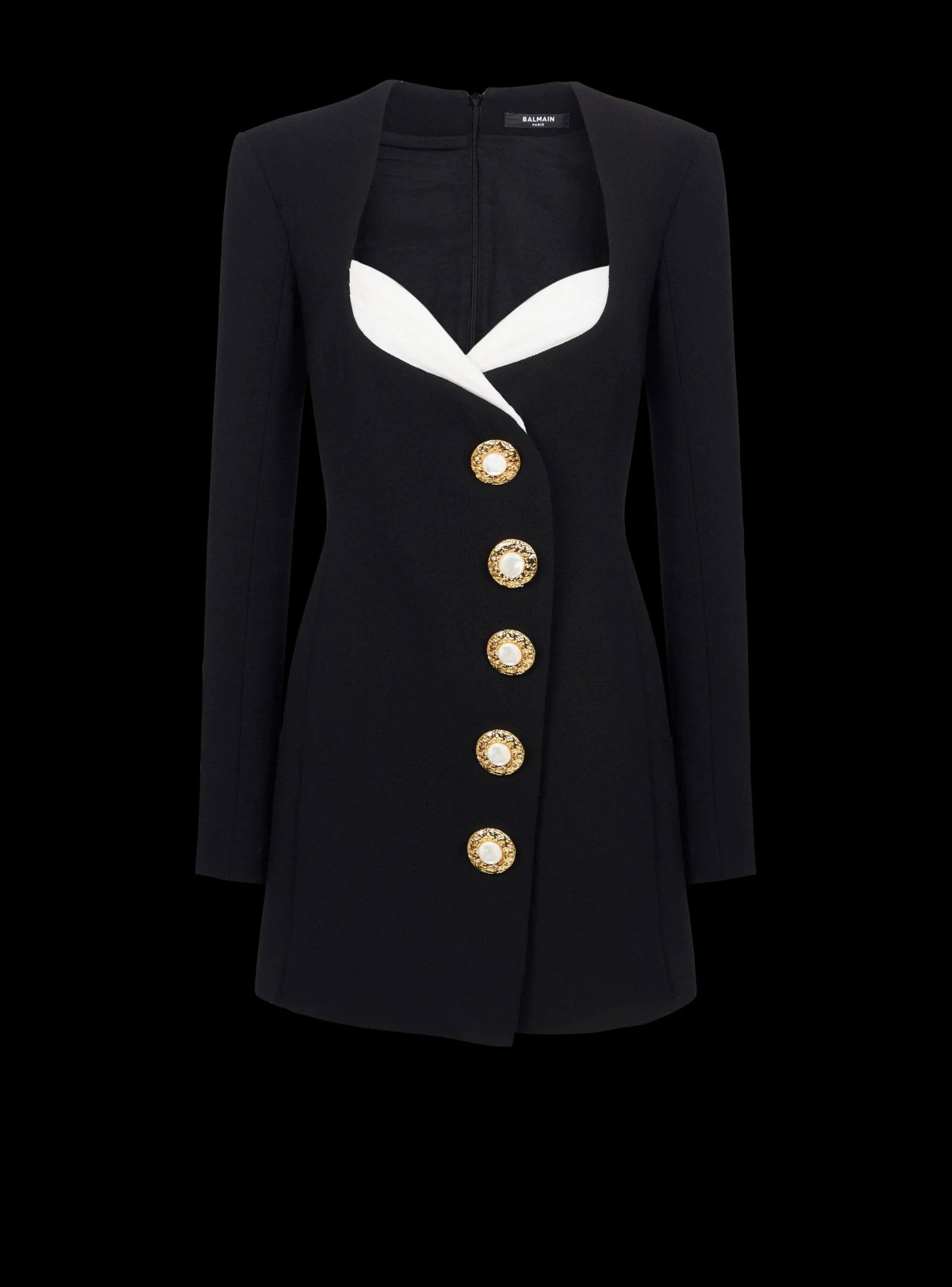 Asymmetric Crepe Buttoned Dress-Balmain Outlet