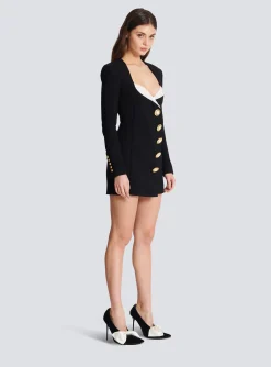 Asymmetric Crepe Buttoned Dress-Balmain Outlet