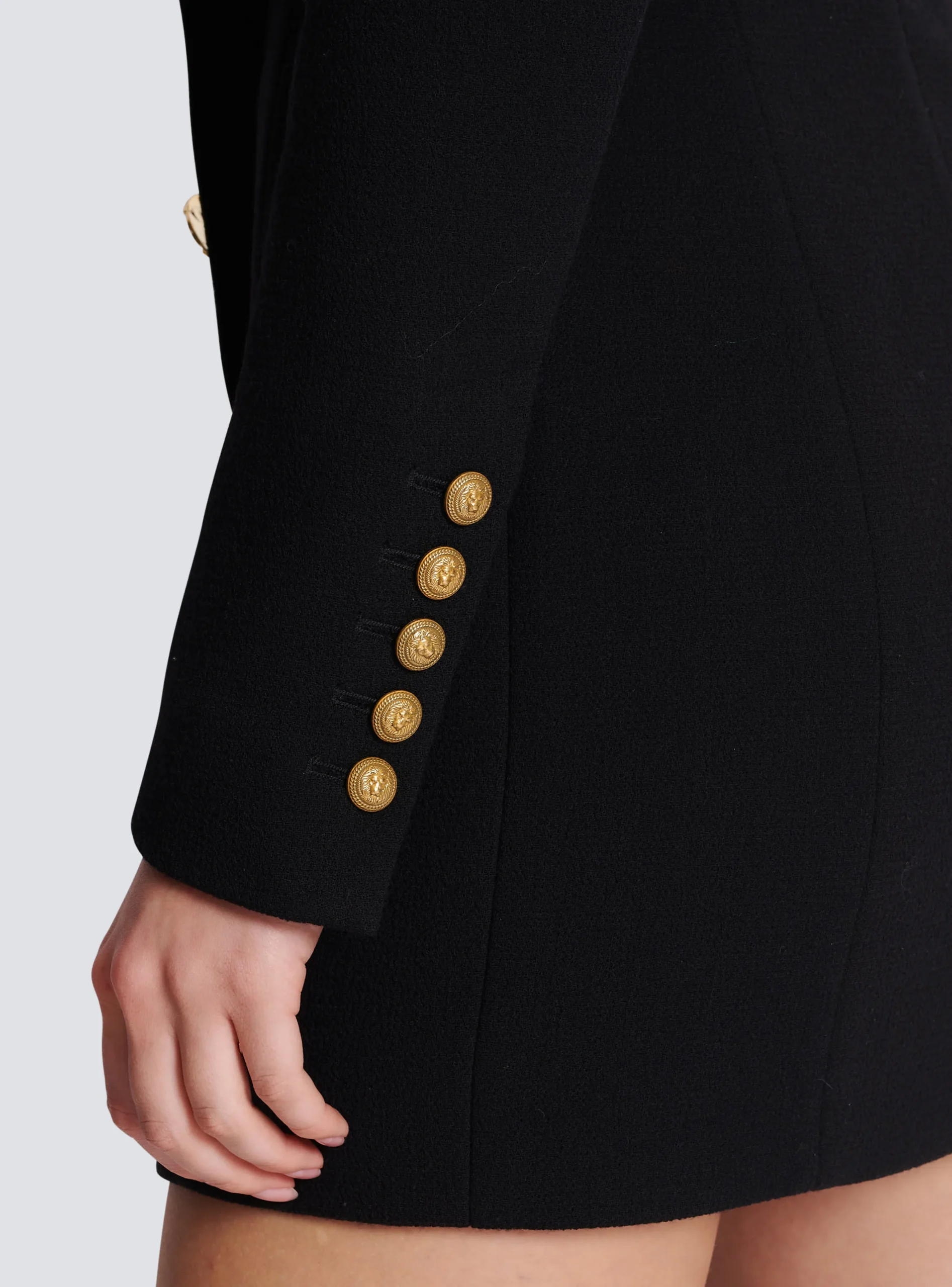 Asymmetric Crepe Buttoned Dress-Balmain Outlet