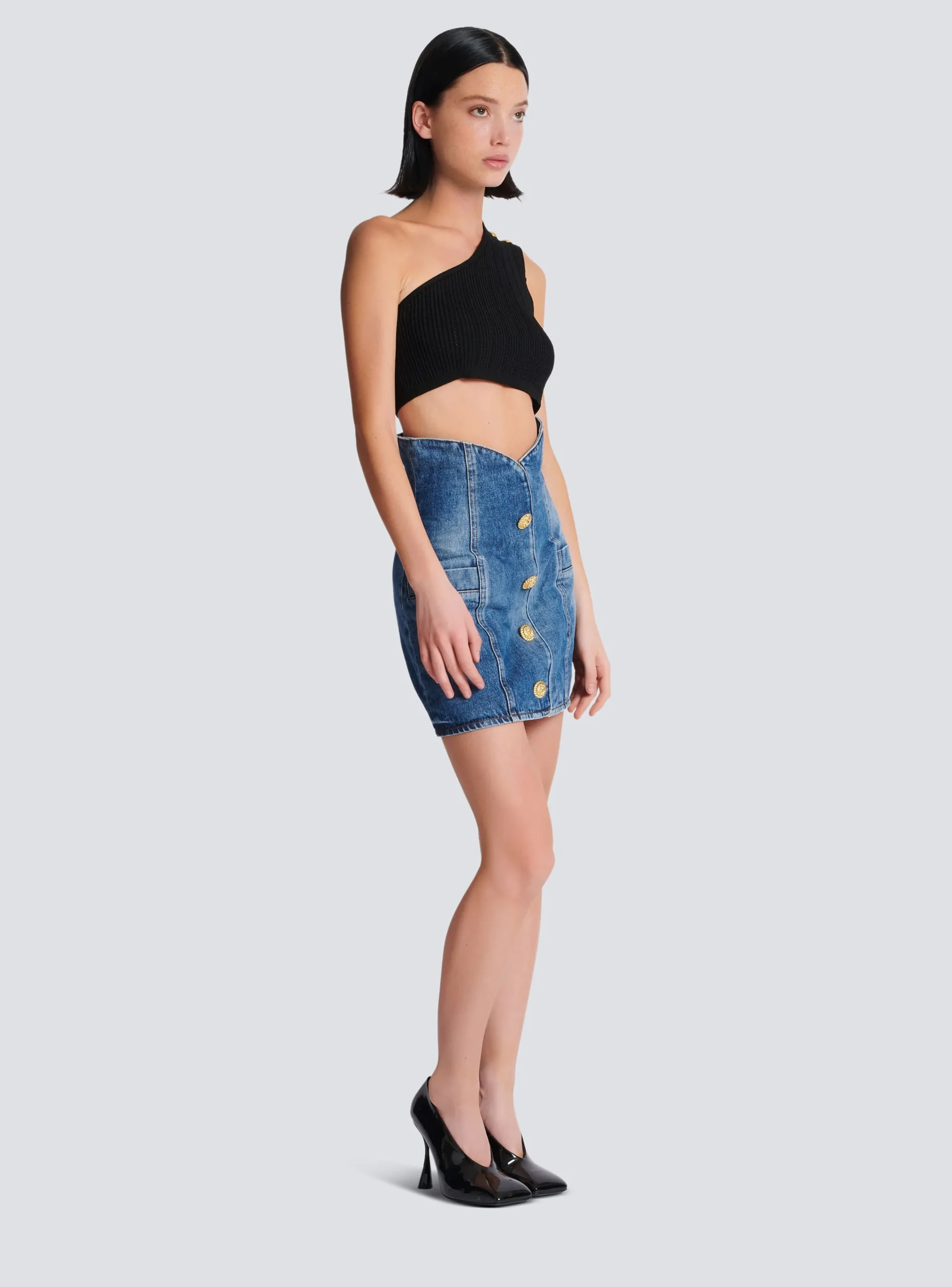Asymmetric Knit Top With Buttons-Balmain Best