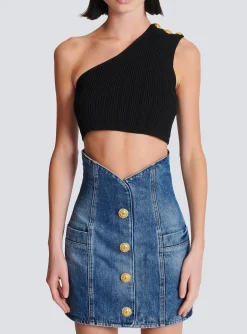 Asymmetric Knit Top With Buttons-Balmain Best