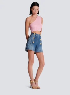 Asymmetric Knit Top With Buttons-Balmain Store