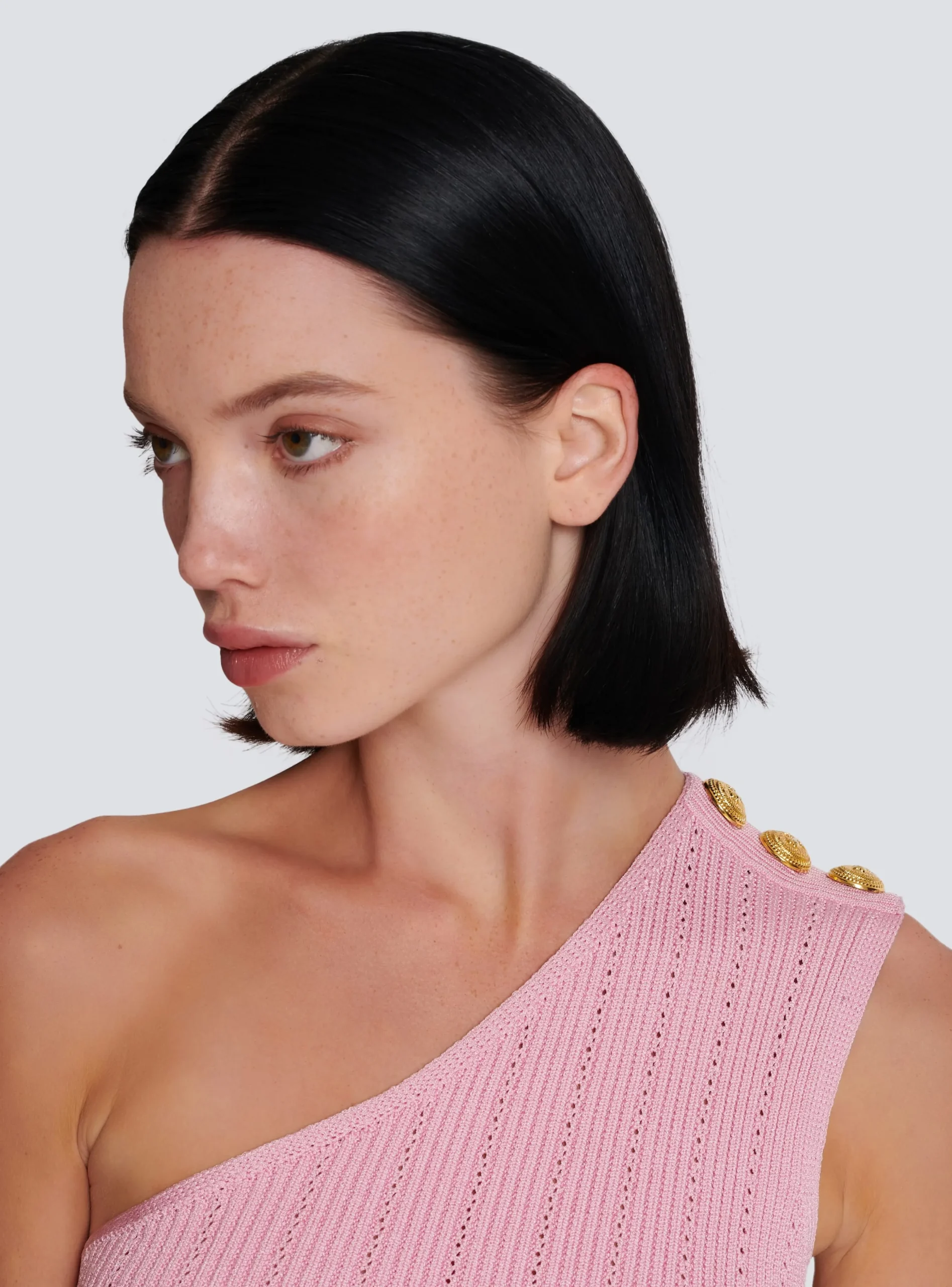 Asymmetric Knit Top With Buttons-Balmain Store