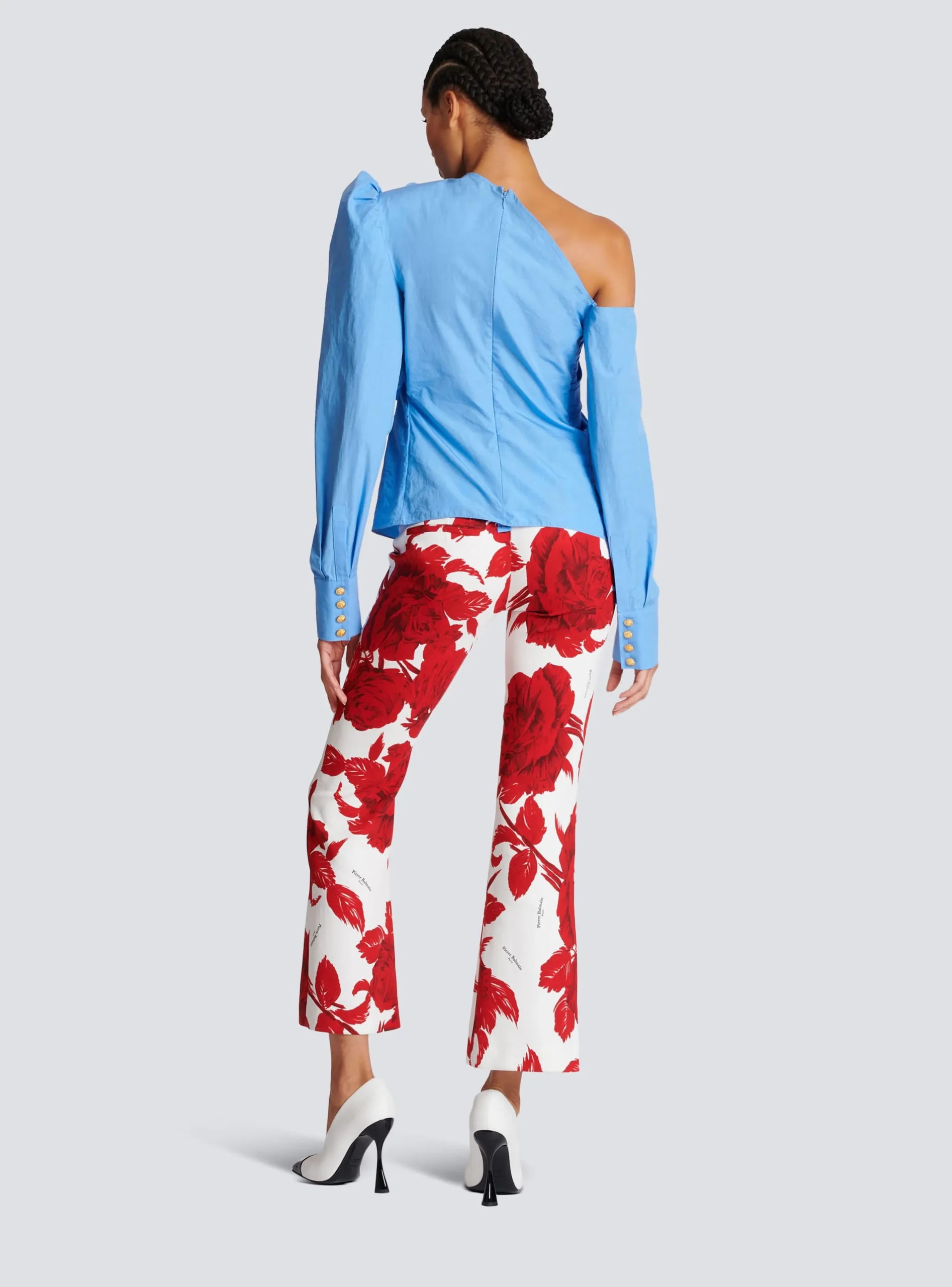 Asymmetric Poplin Shirt With Rose-Balmain Sale