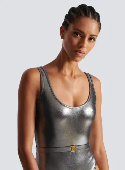 B Metallic Swimsuit-Balmain Cheap