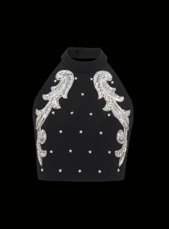Backless Baroque Embroidered Top-Balmain Cheap