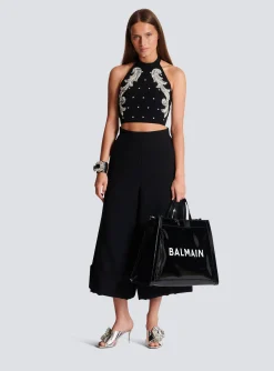 Backless Baroque Embroidered Top-Balmain Cheap