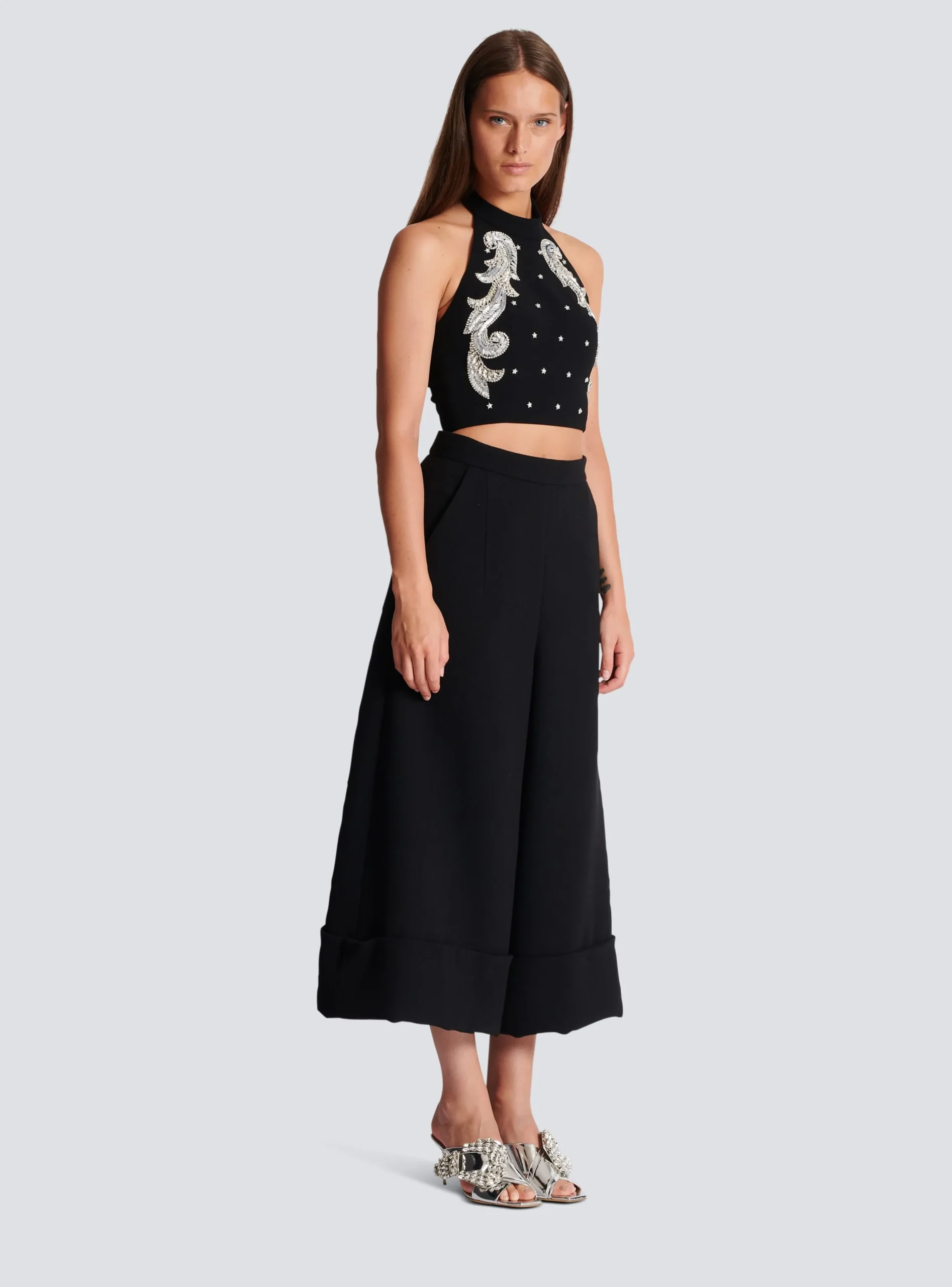 Backless Baroque Embroidered Top-Balmain Cheap