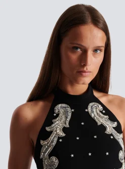 Backless Baroque Embroidered Top-Balmain Cheap