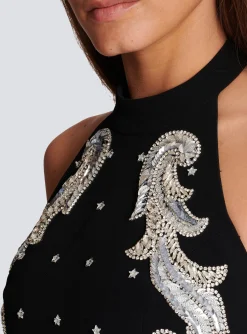 Backless Baroque Embroidered Top-Balmain Cheap