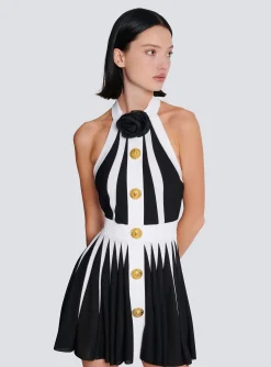 Backless Knit Dress With Rose Detail-Balmain Hot