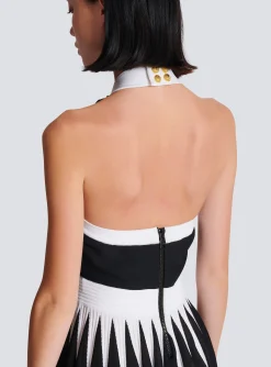 Backless Knit Dress With Rose Detail-Balmain Hot