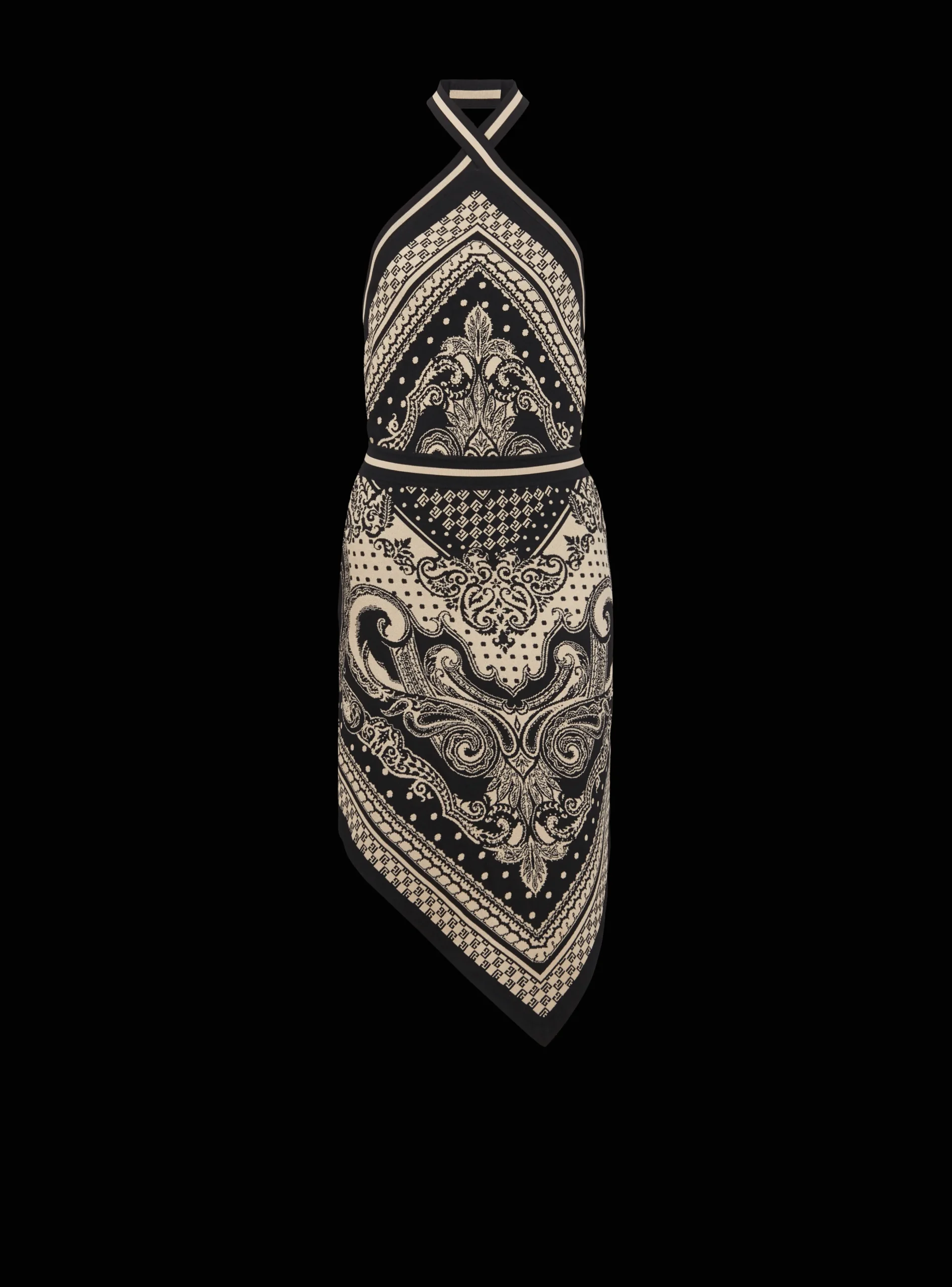 Backless Knit Paisley And Monogram Dress-Balmain Cheap