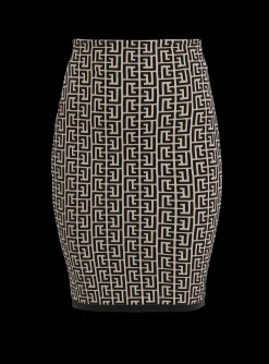 Bicolor Jacquard Knit Skirt-Balmain Cheap