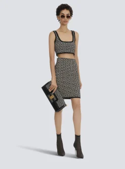 Bicolor Jacquard Knit Skirt-Balmain Cheap