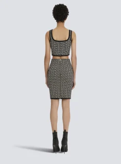 Bicolor Jacquard Knit Skirt-Balmain Cheap