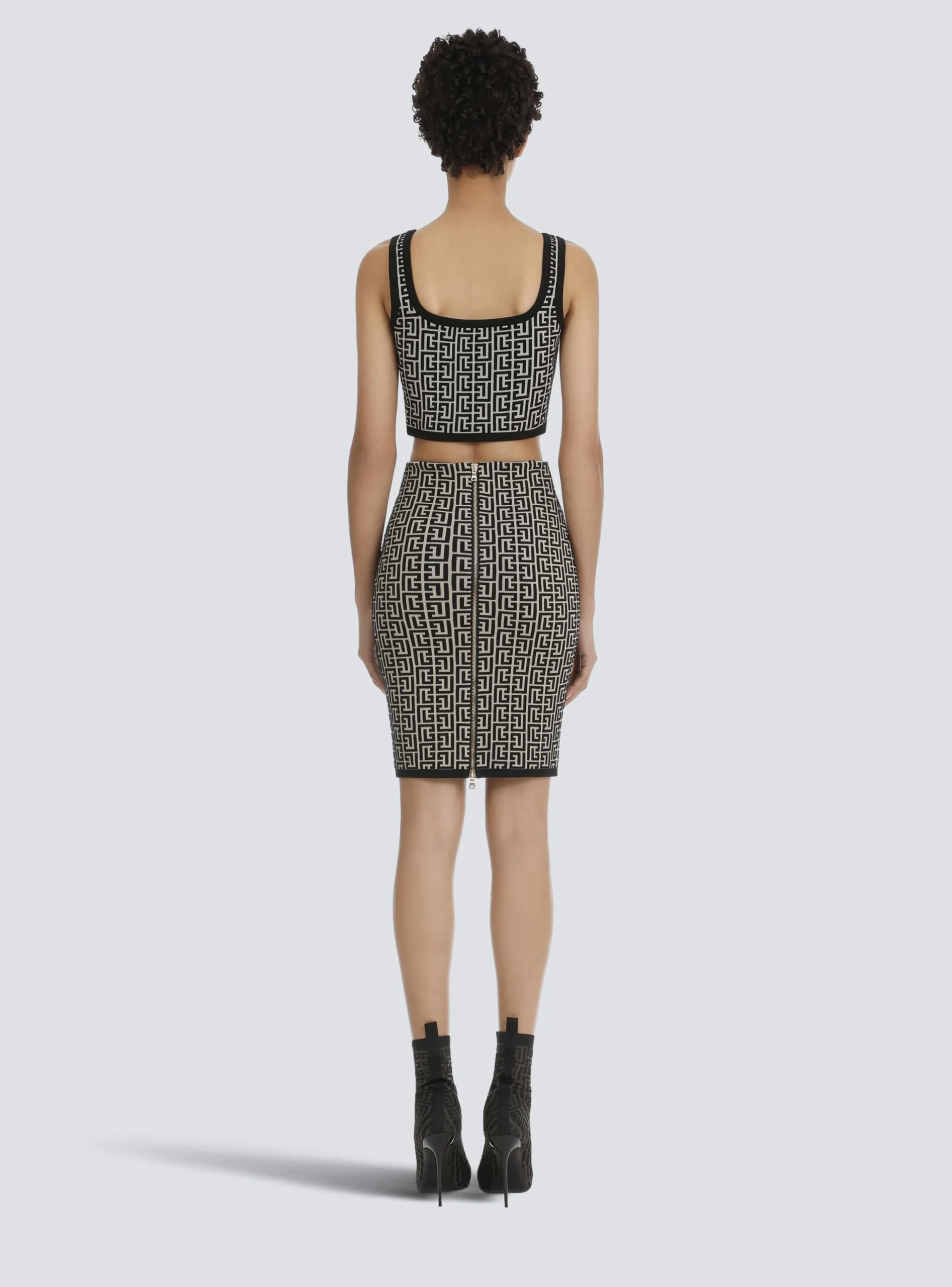 Bicolor Jacquard Knit Skirt-Balmain Cheap