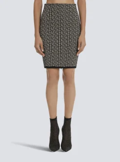 Bicolor Jacquard Knit Skirt-Balmain Cheap