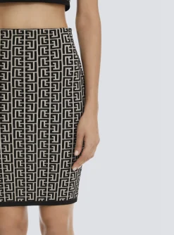 Bicolor Jacquard Knit Skirt-Balmain Cheap