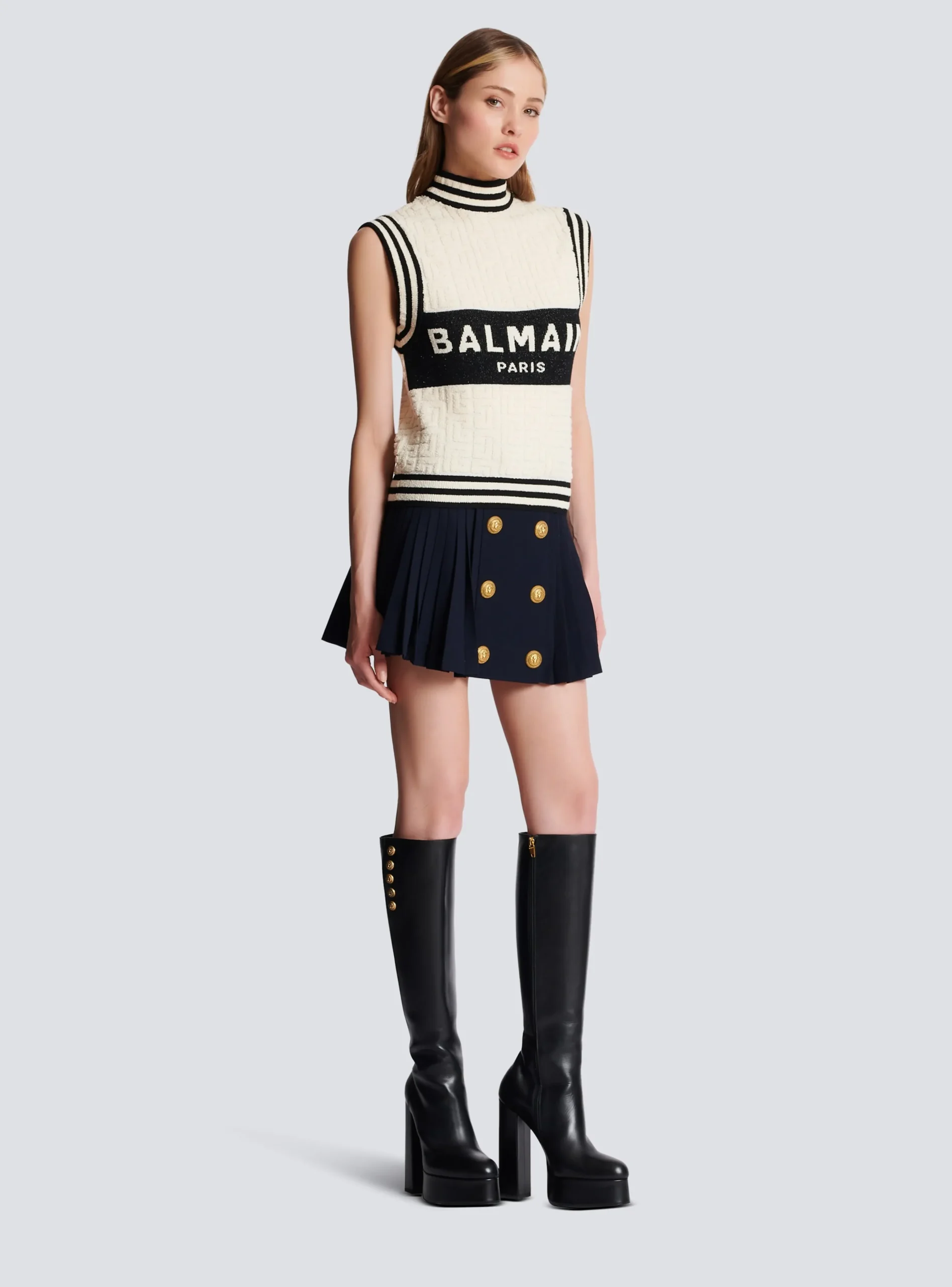 Monogrammed Bouclette Knit Top-Balmain Outlet
