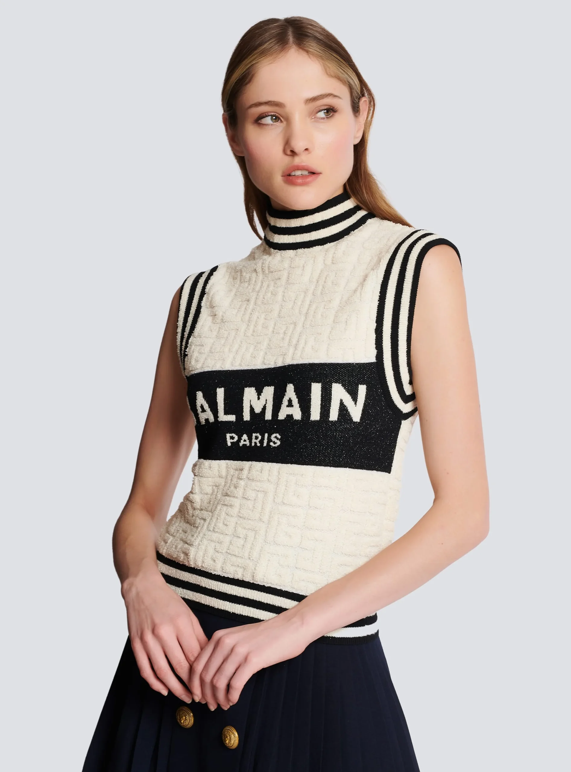Monogrammed Bouclette Knit Top-Balmain Outlet