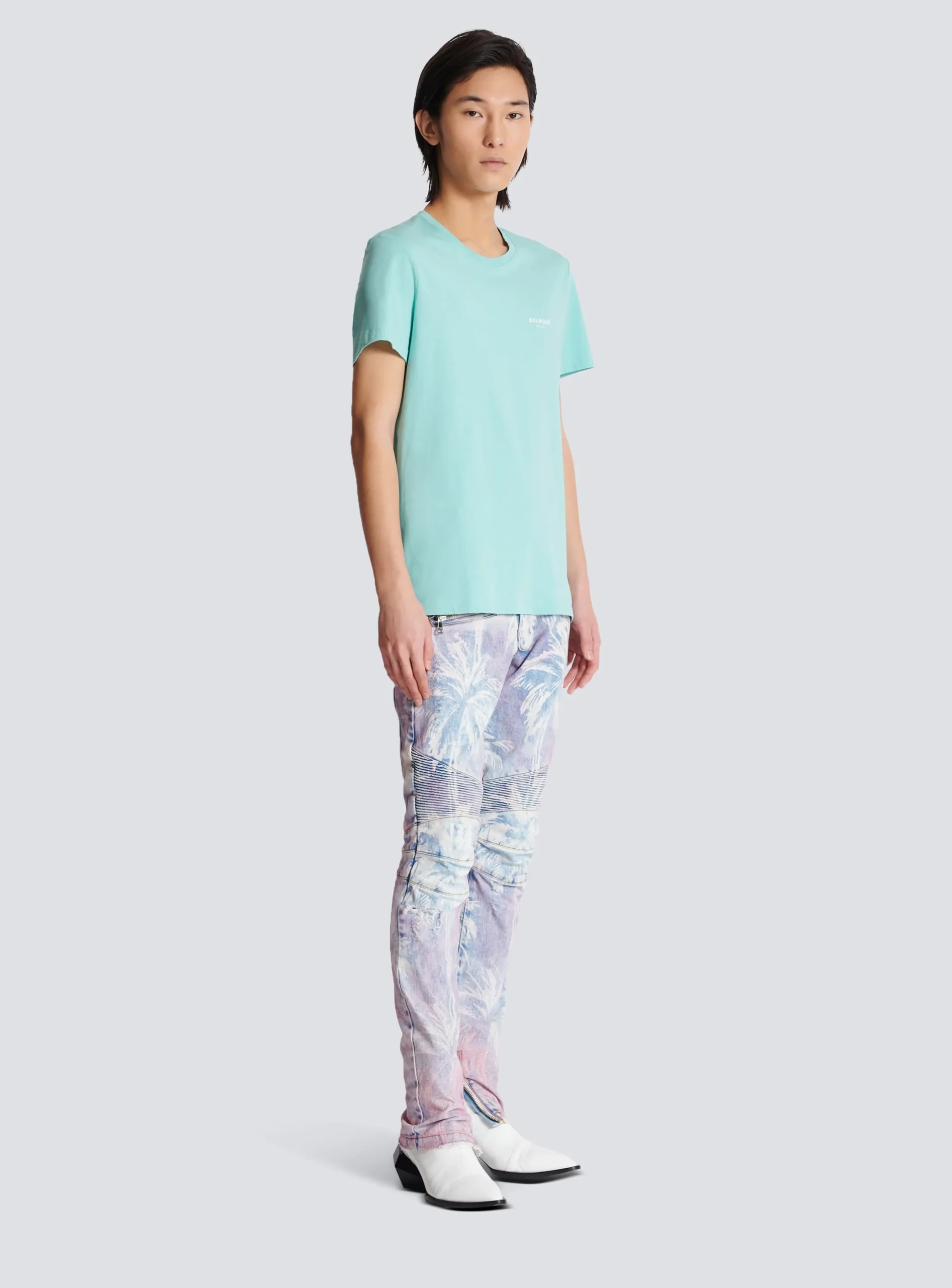 Paris Flocked Short-sleeved T-shirt-Balmain Fashion