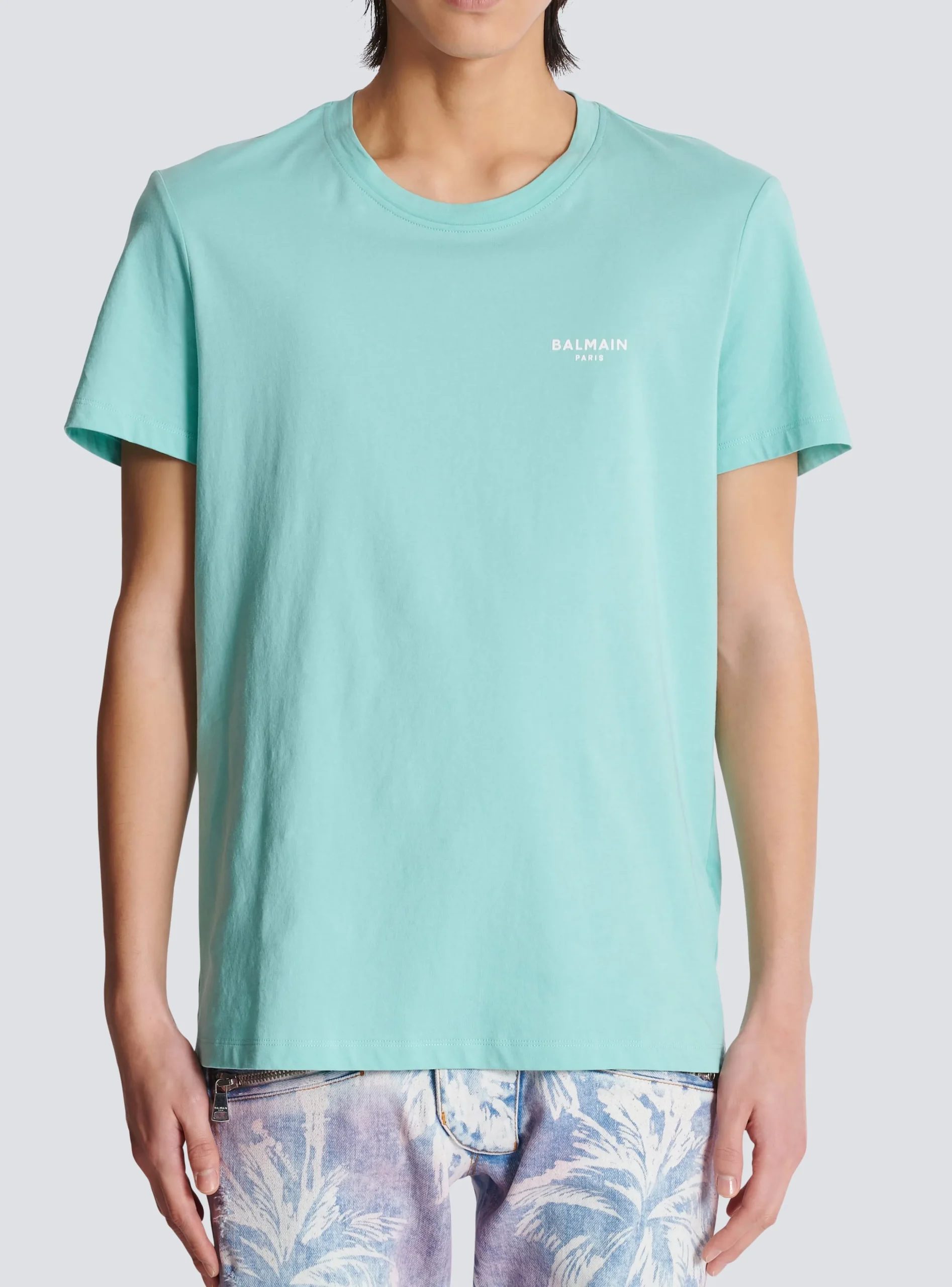 Paris Flocked Short-sleeved T-shirt-Balmain Fashion