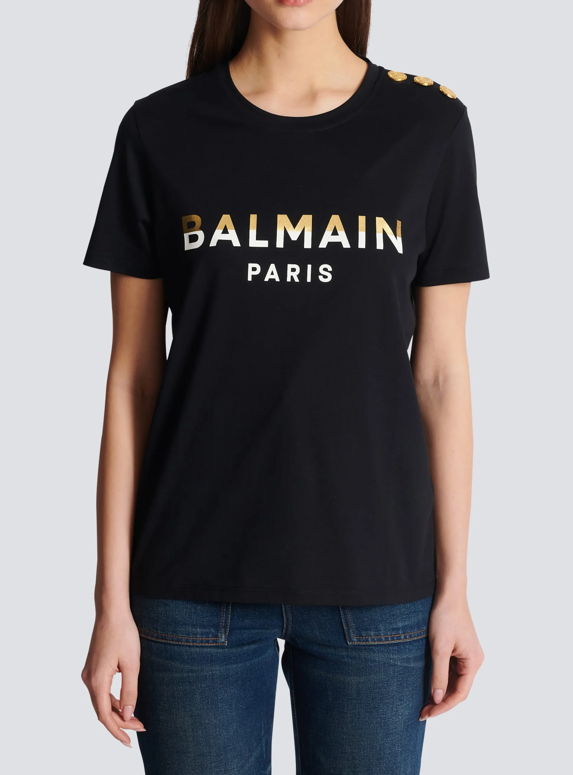 Paris T-shirt With Buttons-Balmain Flash Sale