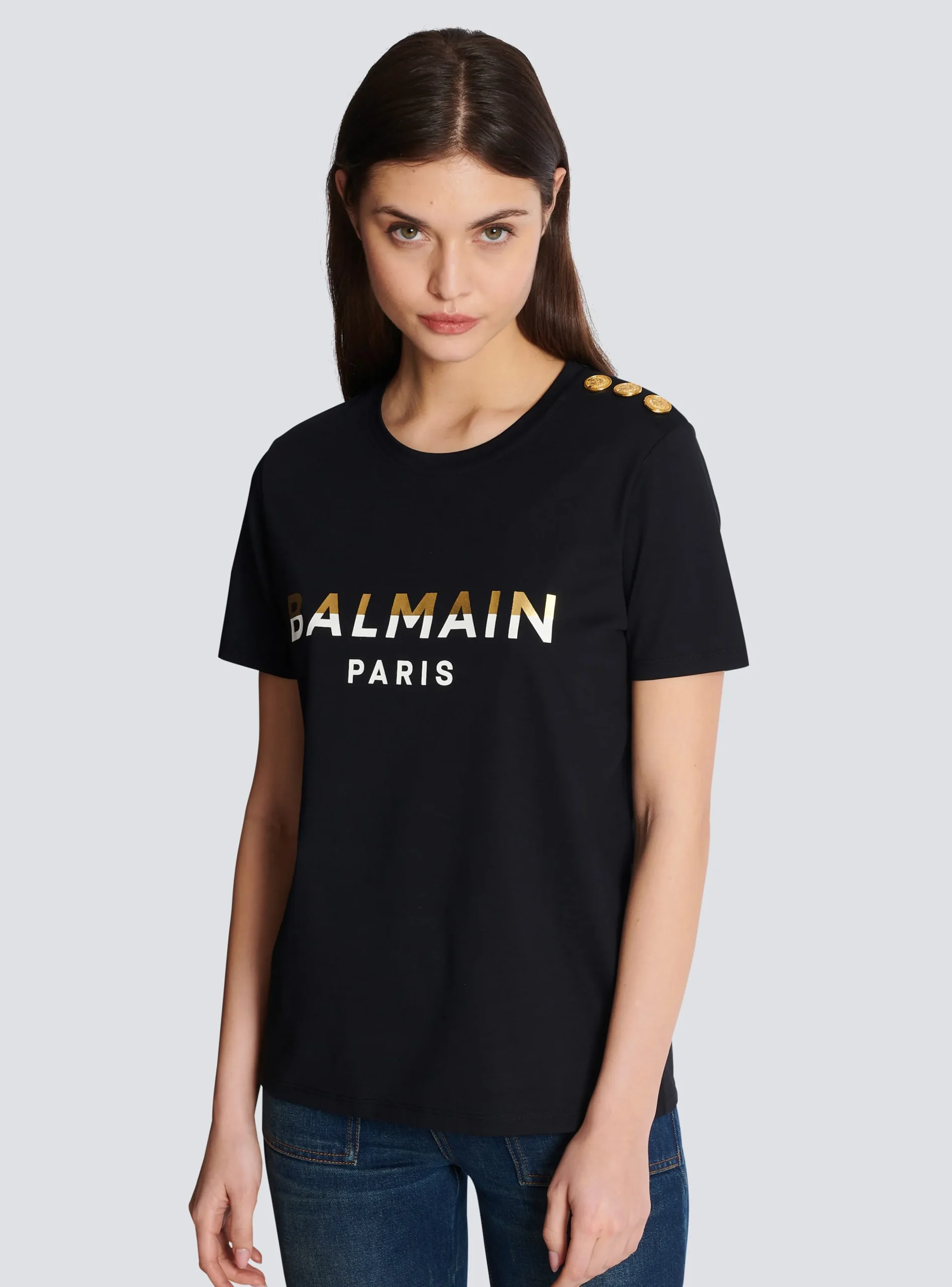 Paris T-shirt With Buttons-Balmain Flash Sale