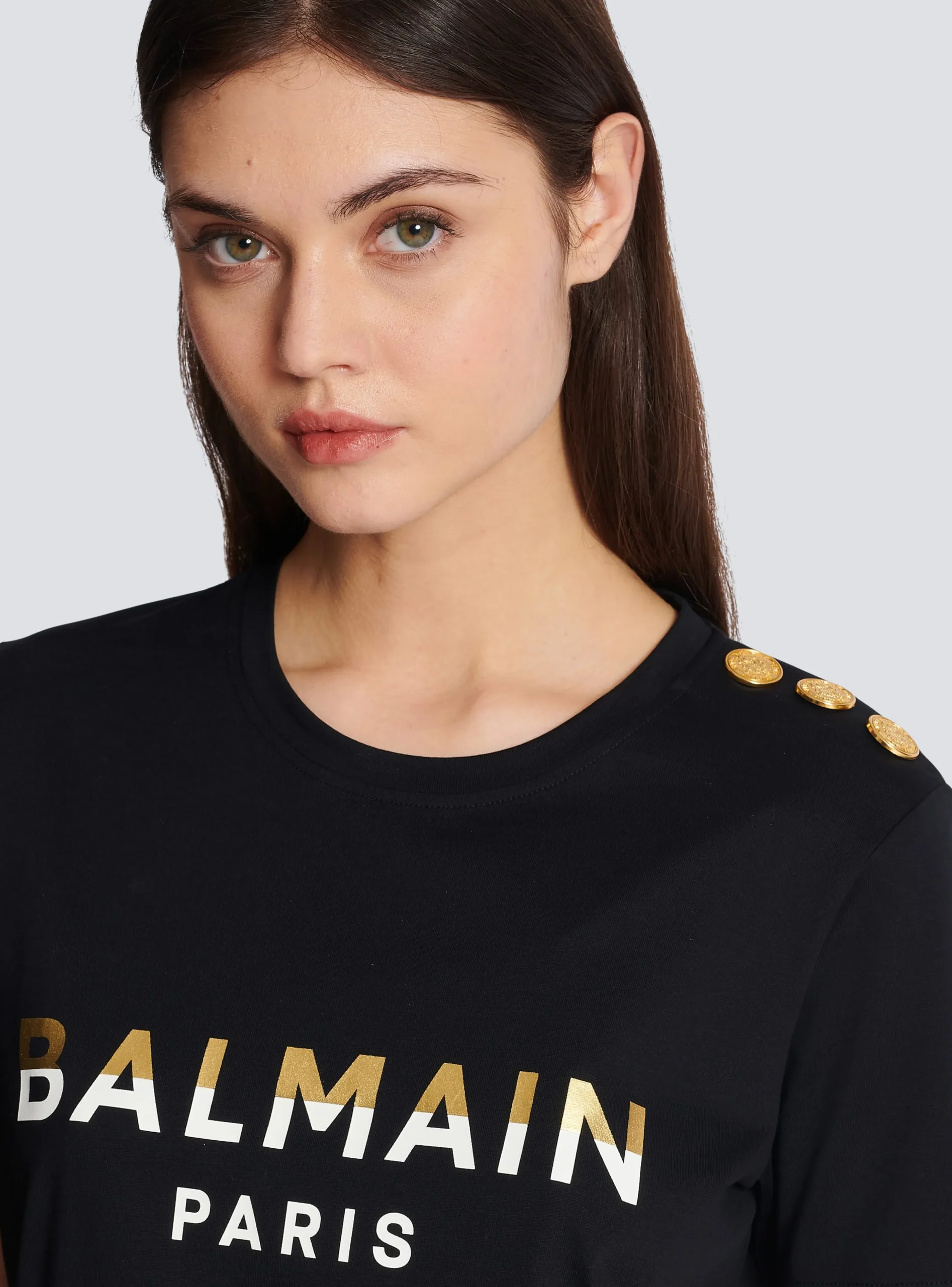 Paris T-shirt With Buttons-Balmain Flash Sale