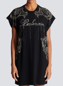 Signature Chain Embroidered T-shirt Dress-Balmain Fashion