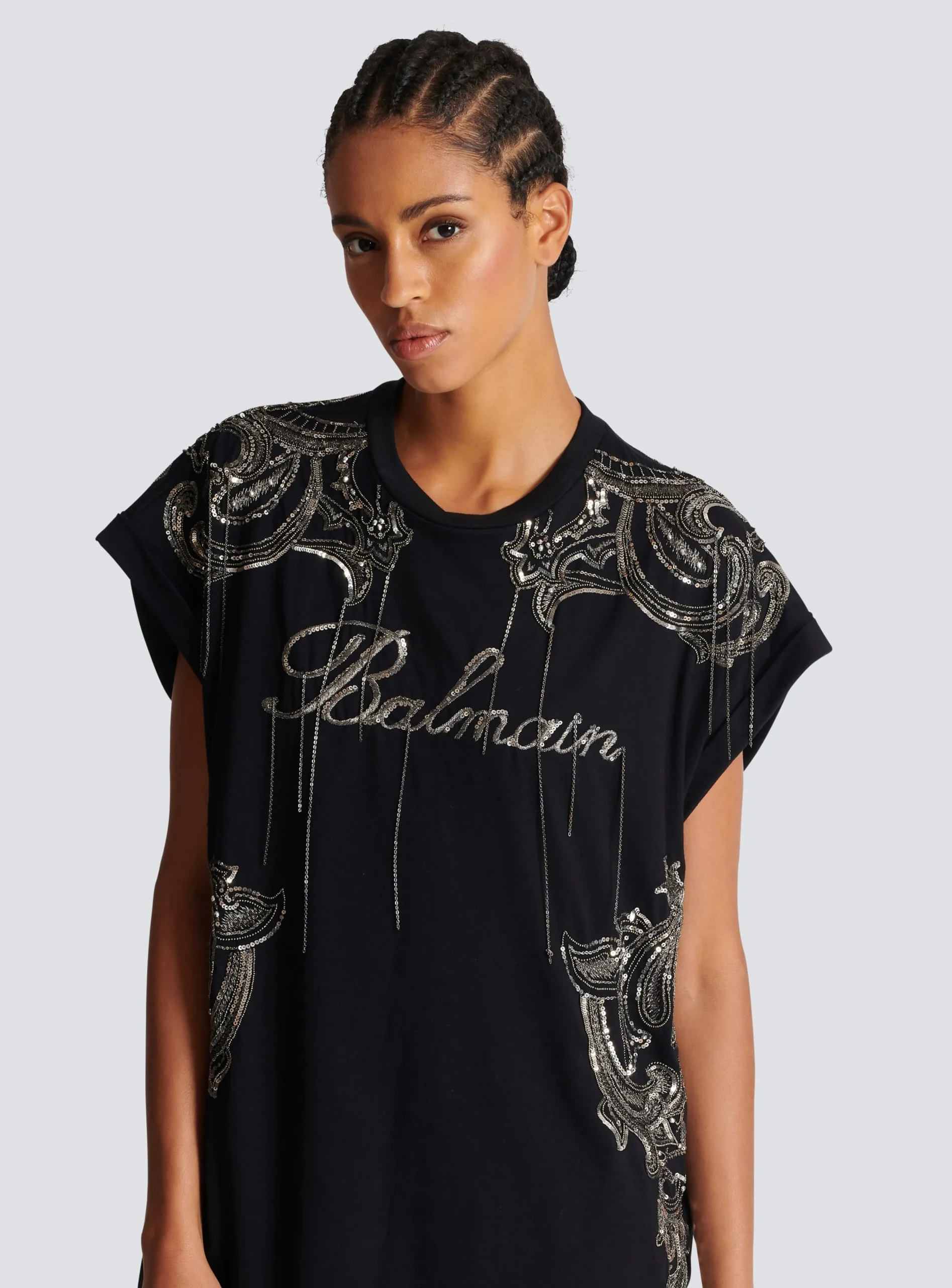 Signature Chain Embroidered T-shirt Dress-Balmain Fashion
