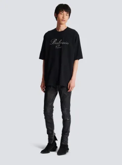 Signature Embroidered T-shirt-Balmain Discount